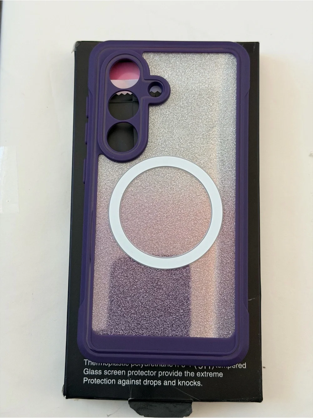 Samsung Galaxy S26 Purple Gradient MagSafe-Compatible Glitter Phone Case